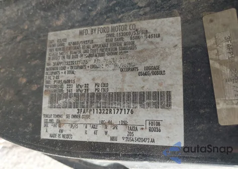 2002 Ford Escort Zx2 Deluxe/Zx2 Premium/Zx2 Standard из США, поврежденный, VIN 3FAFP11322R177176